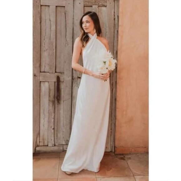 Show Me Your MuMu Dresses & Skirts - Show Me Your Mumu Jasmine White Satin Halter Maxi Dress Size Medium
